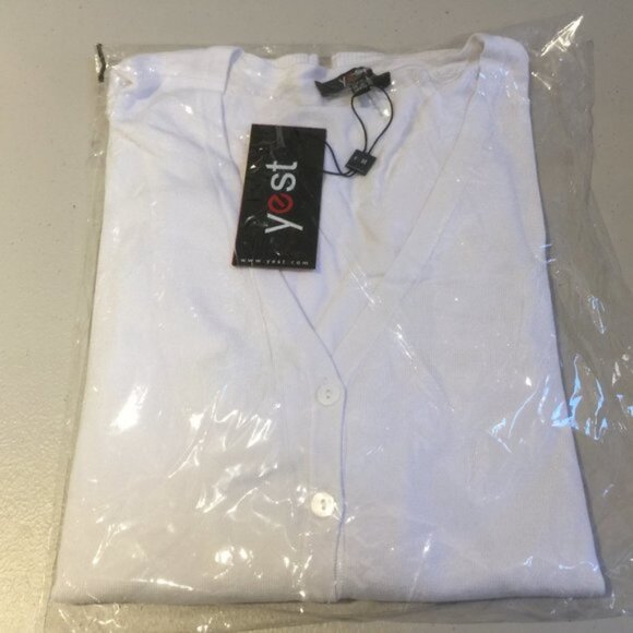 Yest Yana Ladies Cardigan Sweater White Button Front Size 12 - Picture 7 of 8